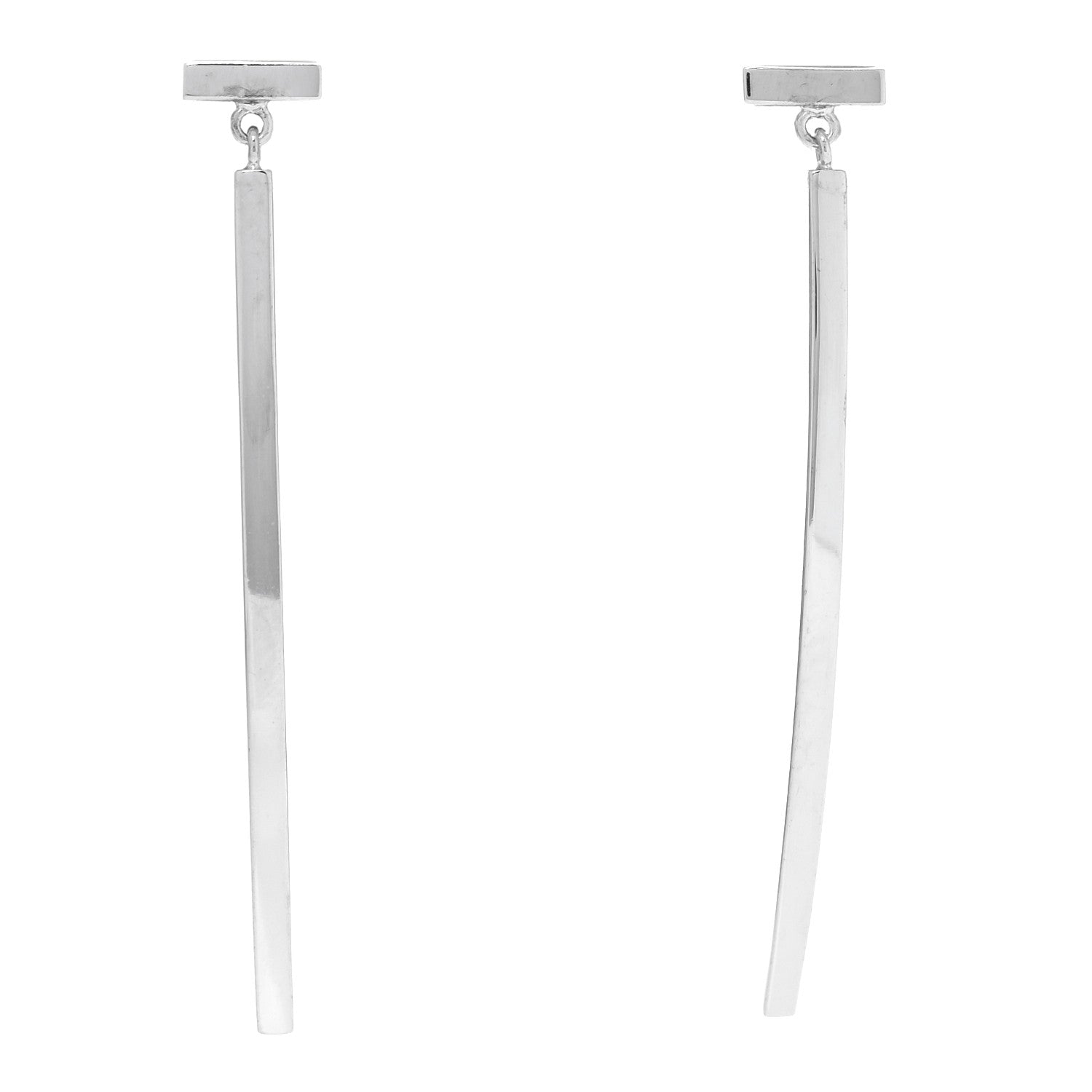 Tiffany 18K White Gold T Bar Earrings 1 of 4
