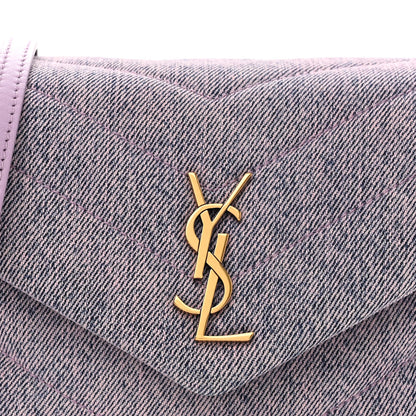 Saint Laurent Denim Y Quilted Monogram Toy Loulou Crossbody Bag Bleached Lilac 8 of 11