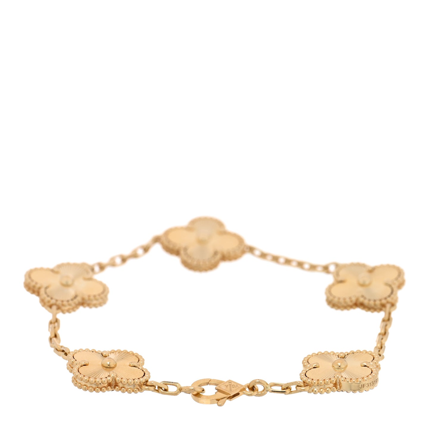 18K Yellow Gold 5 Motifs Guilloche Vintage Alhambra Bracelet