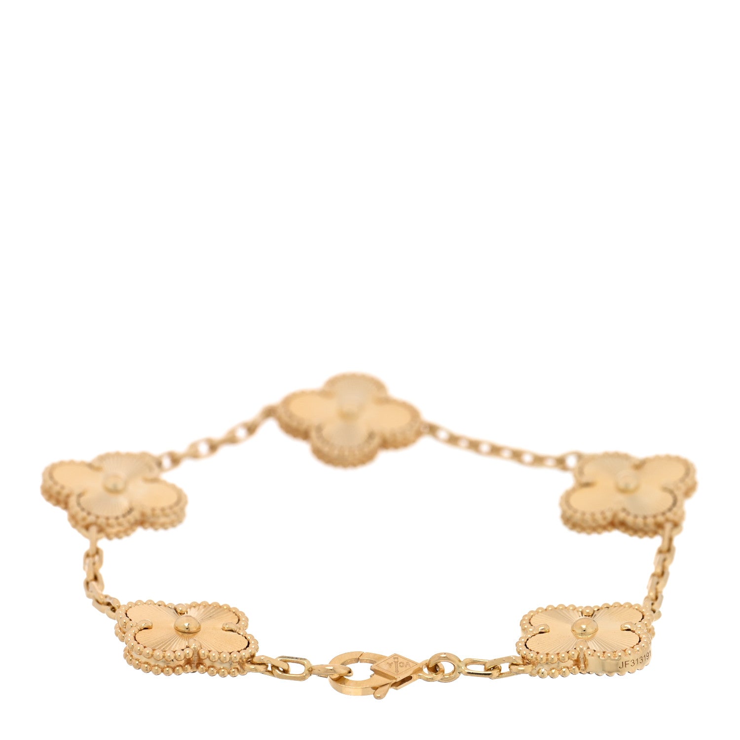 Van Cleef & Arpels 18K Yellow Gold 5 Motifs Guilloche Vintage Alhambra Bracelet 2 of 4
