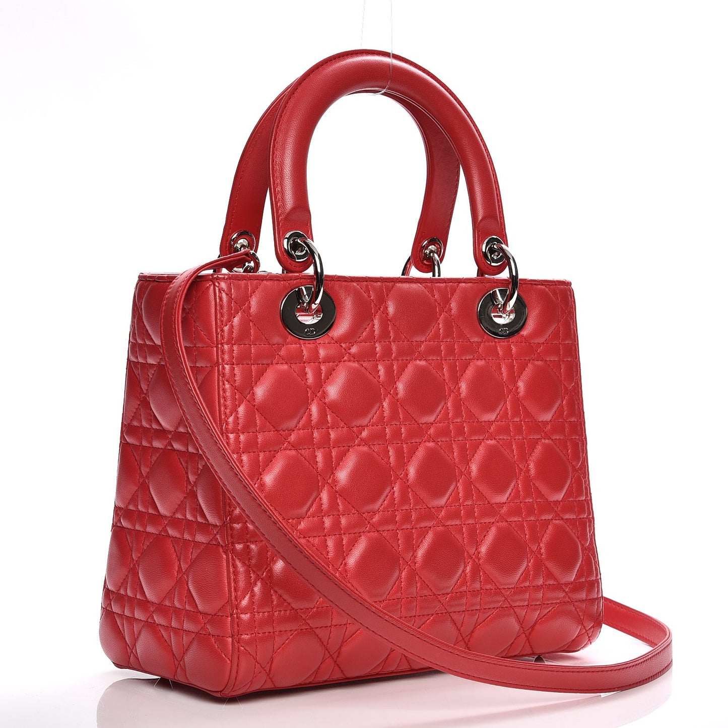 Lambskin Cannage Medium Lady Dior Red