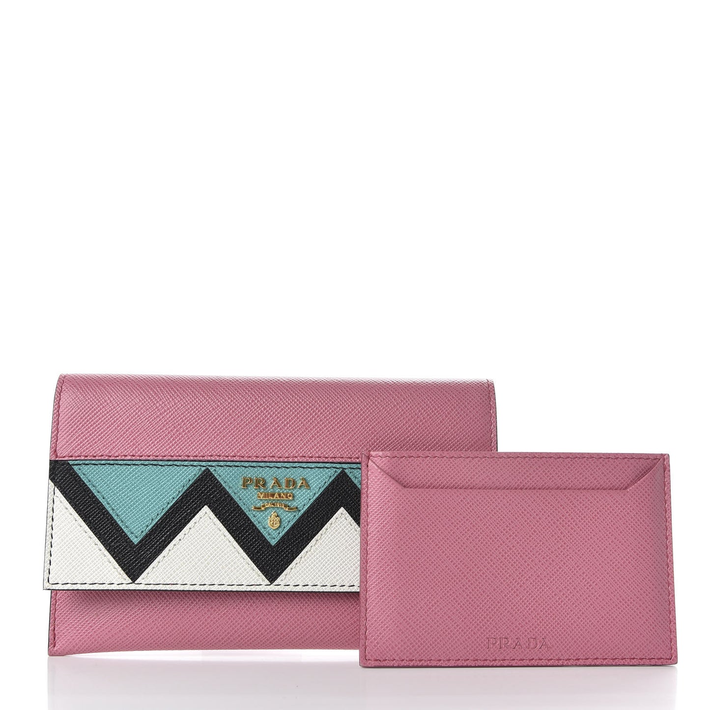 Saffiano Greche Card Holder Peonia Turchese White