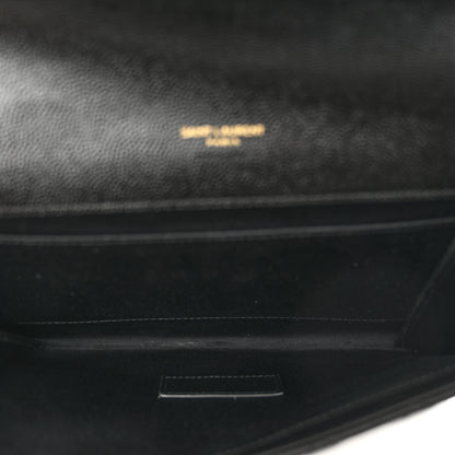 Saint Laurent Grain De Poudre Textured Mixed Matelasse Triquilt Monogram Clutch Black 5 of 9