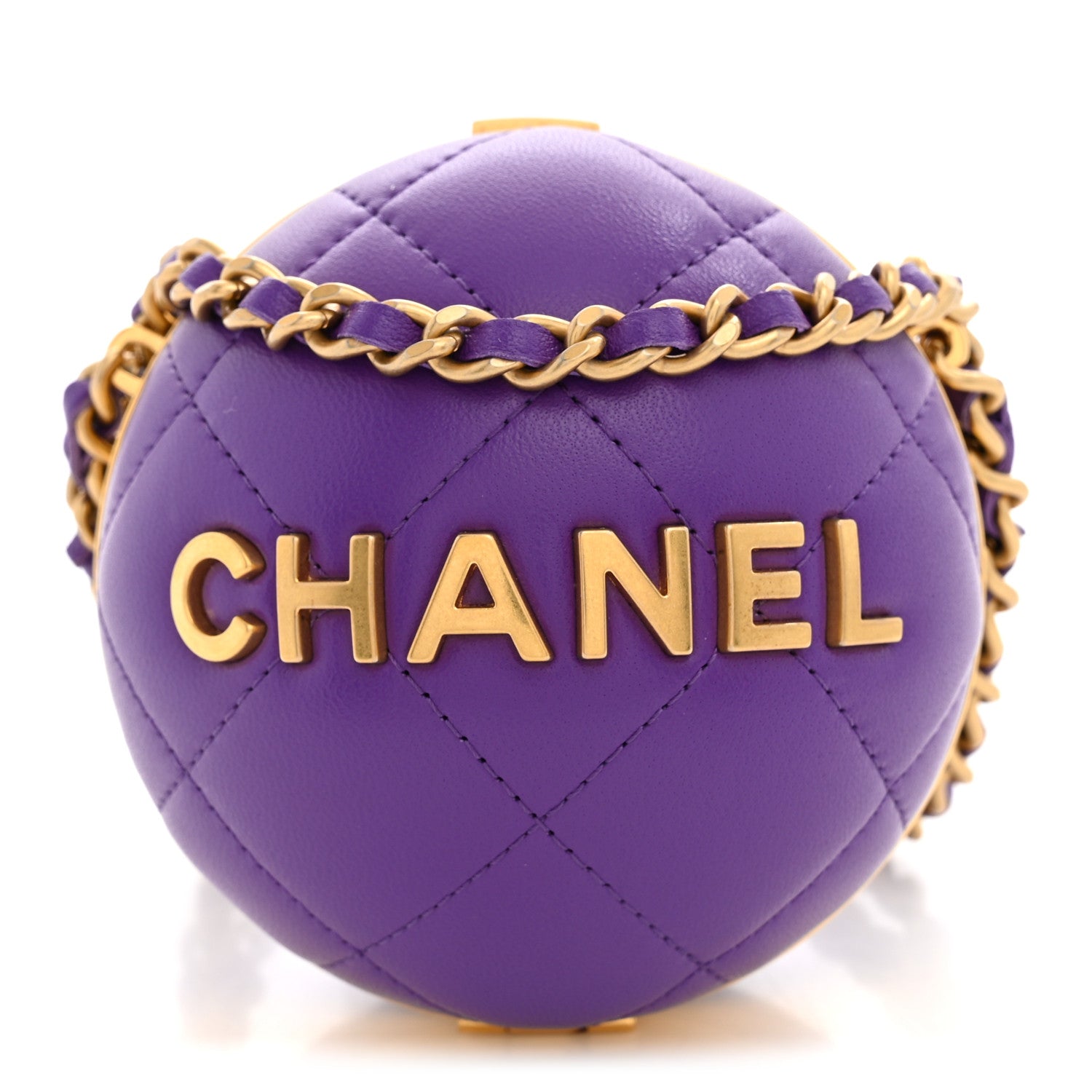 Chanel Lambskin CC Minaudiere Sphere Chain Clutch Purple 1 of 11