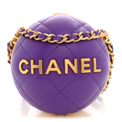 Chanel Lambskin CC Minaudiere Sphere Chain Clutch Purple 1 of 11