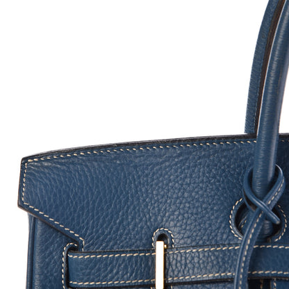 Hermes Taurillon Clemence Birkin 35 Bleu Thalassa 35 of 44