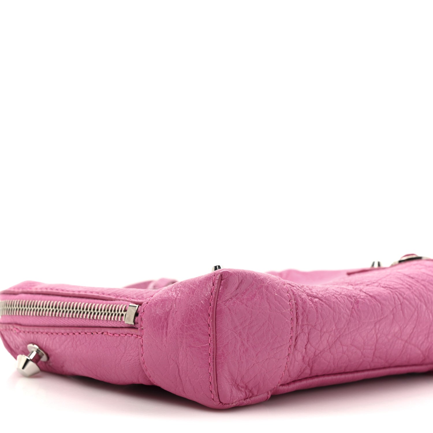 Balenciaga Agneau Arena Classic Silver Hardware Pouch With A Chain Crossbody Rose Flamingo 9 of 14