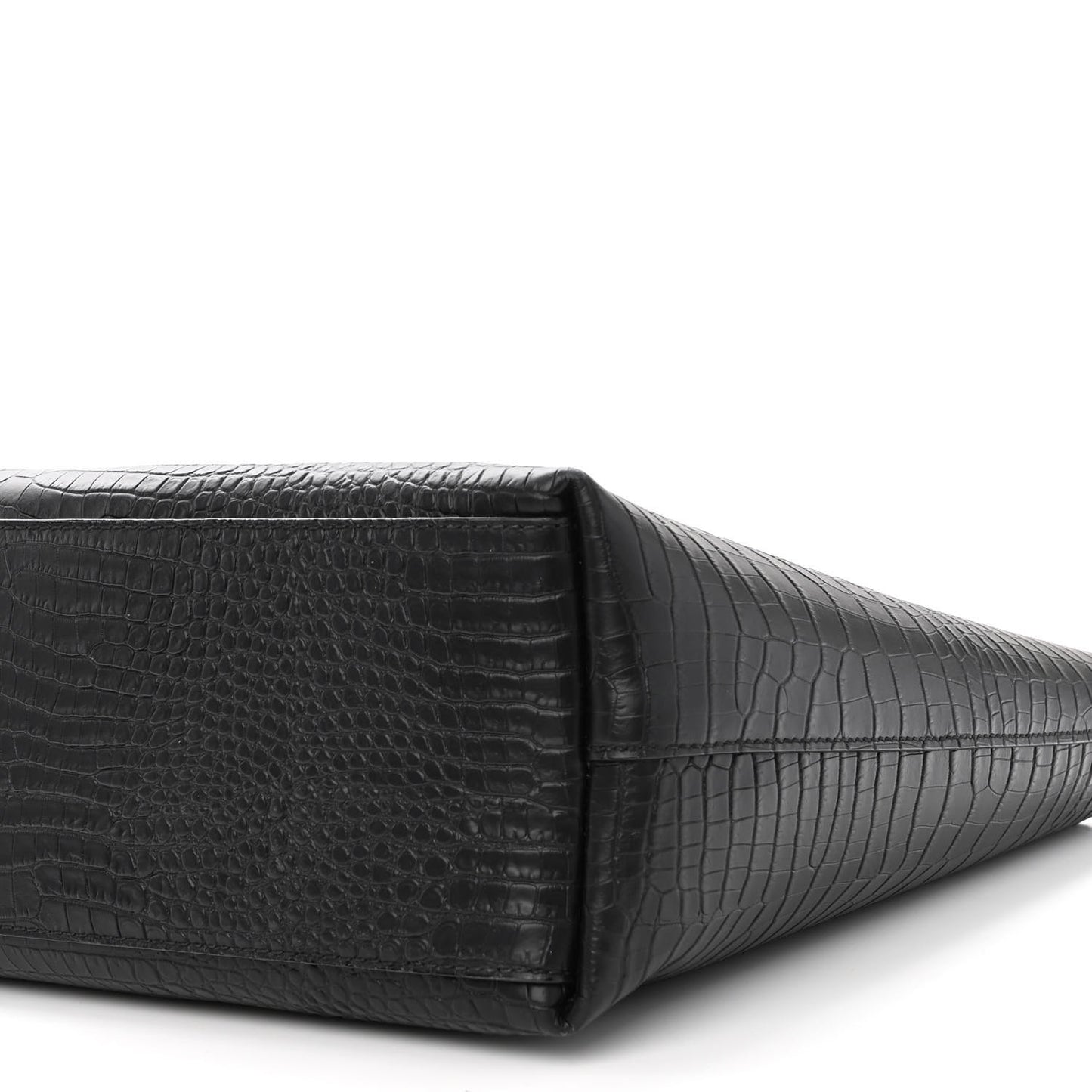 Calfskin Crocodile Embossed Nine2Five East West Tote Black