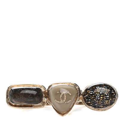 Chanel Resin CC Double Ring 52 6 Golden Multi Beige 1 of 4