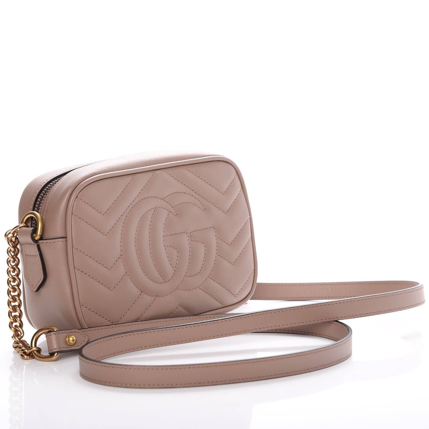 Gucci Calfskin Matelasse Mini GG Marmont Chain Shoulder Bag Nude 4 of 9