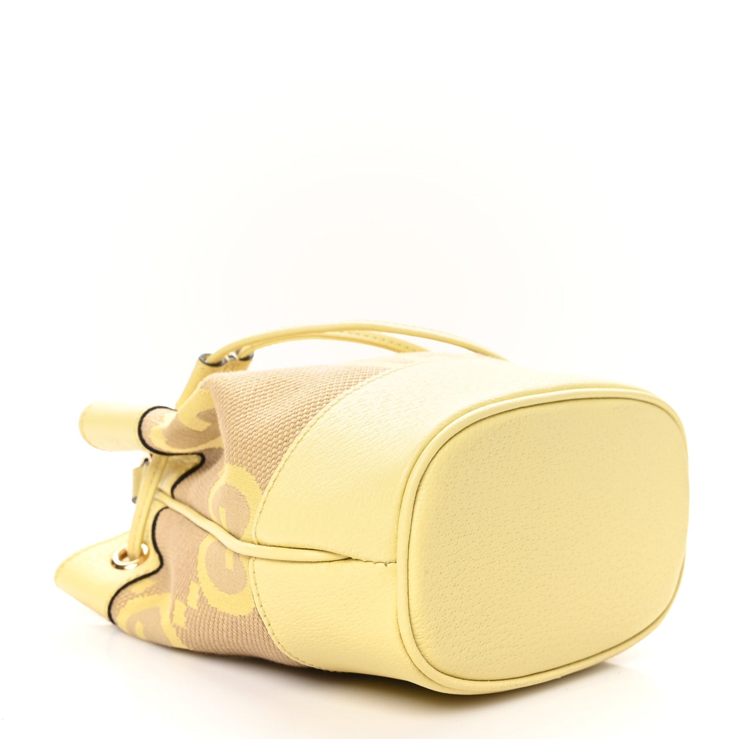 Monogram Jumbo GG Textured Dollar Calfskin Mini Ophidia Bucket Bag Beige Banana
