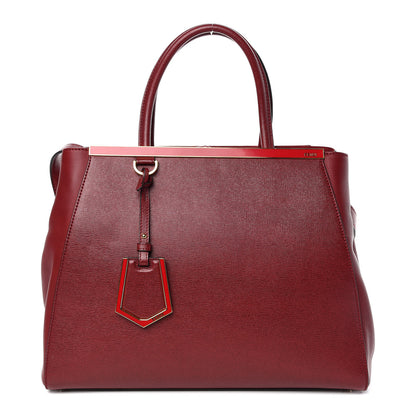 Fendi Vitello Elite Regular 2Jours Tote Rosso Scuro Ciliegia 1 of 9