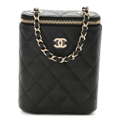 Chanel Caviar Quilted Small Vertical Coco Beauty Vanity Case With Chain Black 1 of 11