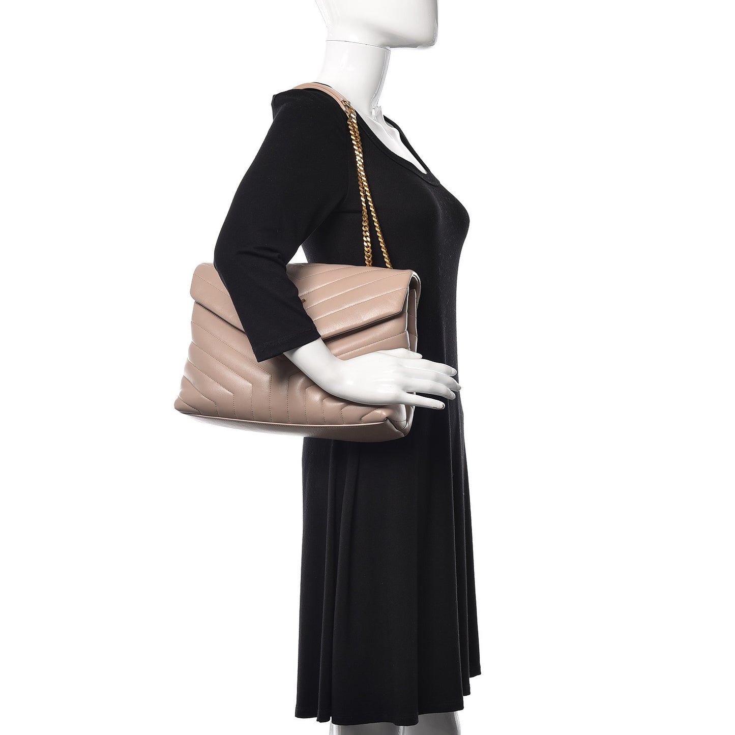 Calfskin Y Quilted Monogram Medium Loulou Chain Satchel Light Natural