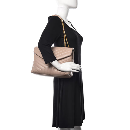 Saint Laurent Calfskin Y Quilted Monogram Medium Loulou Chain Satchel Light Natural 2 of 10