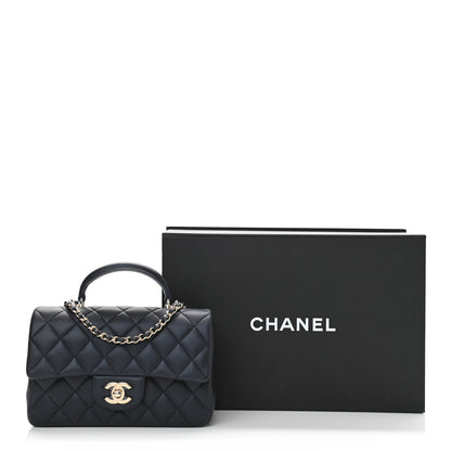 Chanel Lambskin Quilted Mini Top Handle Rectangular Flap Navy Blue 11 of 11