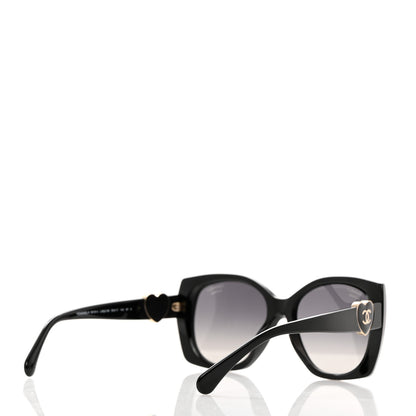 Chanel Acetate Square CC Heart Sunglasses 5519 Black 4 of 8