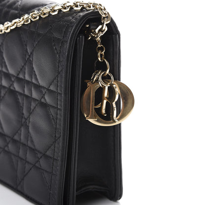 Christian Dior Lambskin Cannage Lady Dior Chain Wallet Black 12 of 13