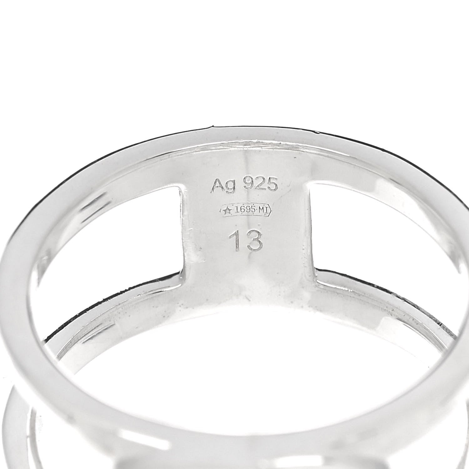 Gucci Sterling Silver 9mm Interlocking G Open Band Ring 53 6.25 5 of 5