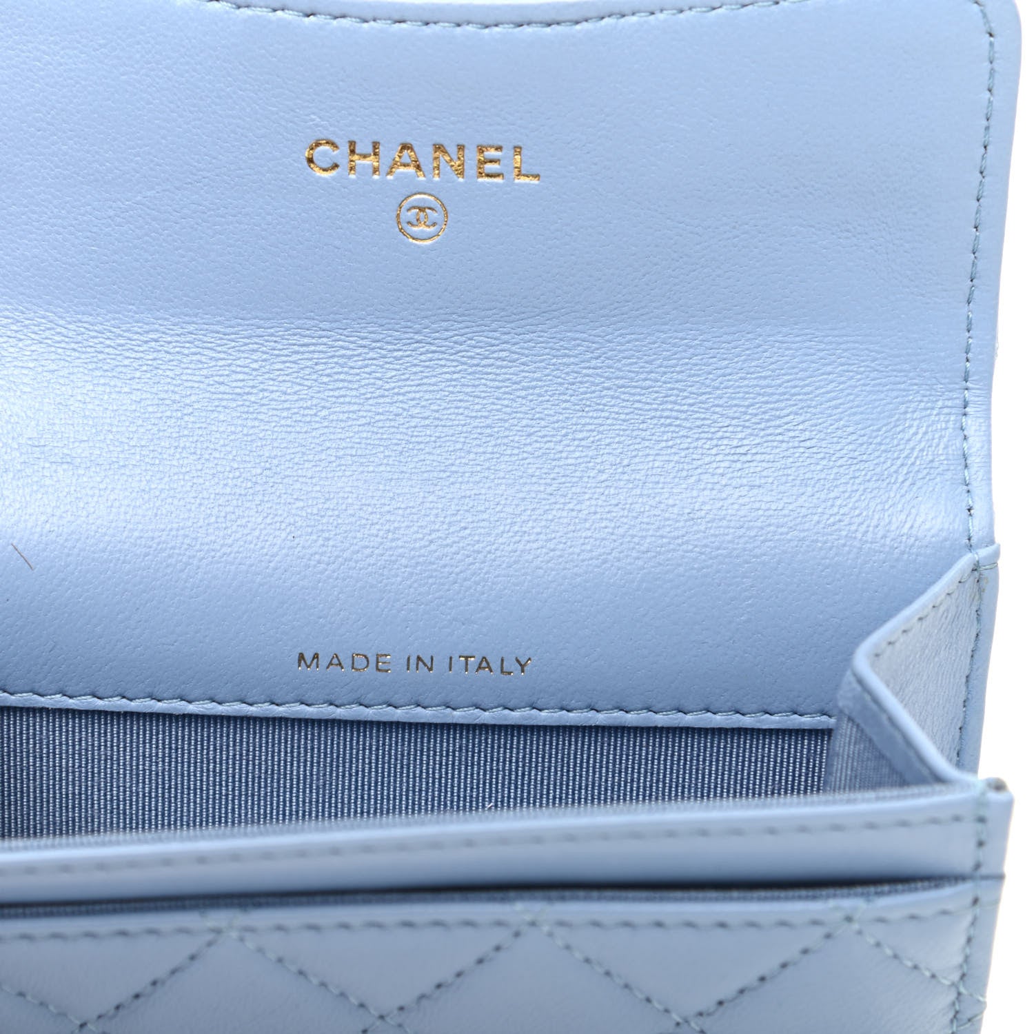 Chanel Lambskin Quilted Flap Card Holder Wallet Light Blue 6 of 8