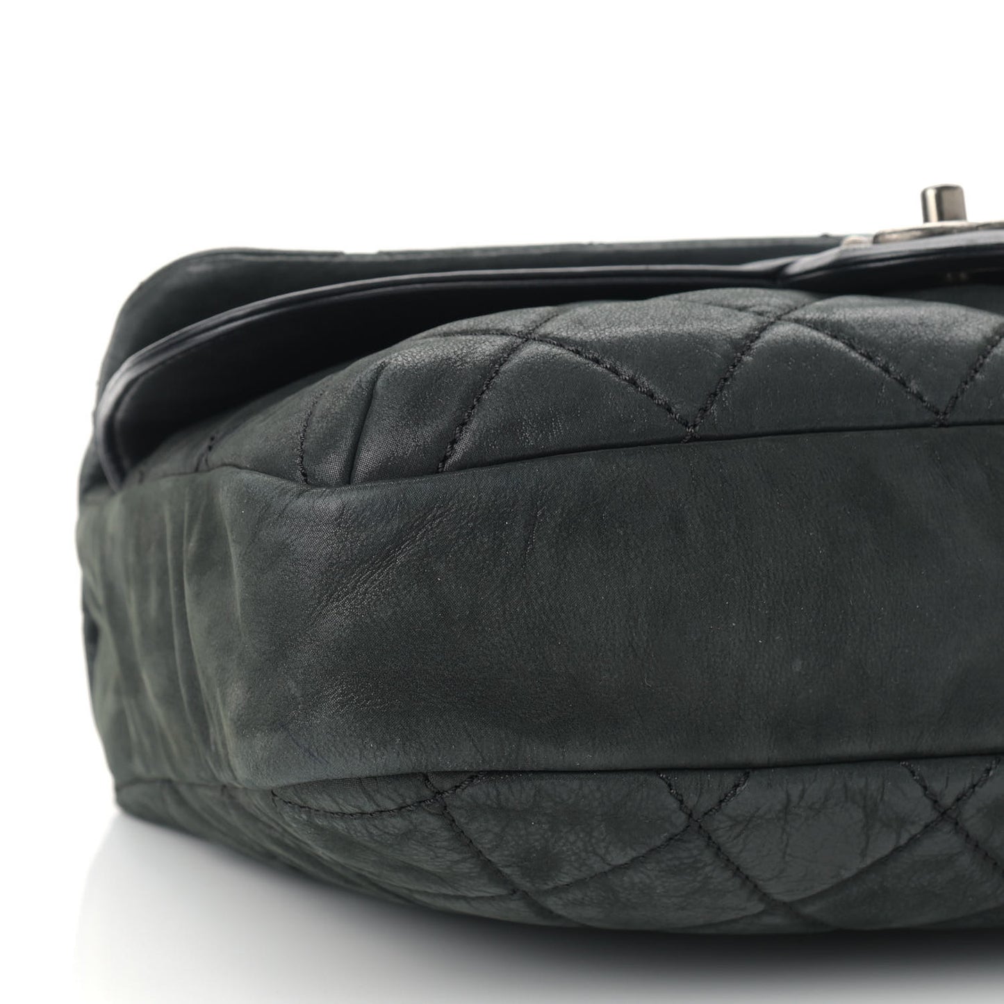 Iridescent Calfskin Jumbo In the Mix Double Flap Black