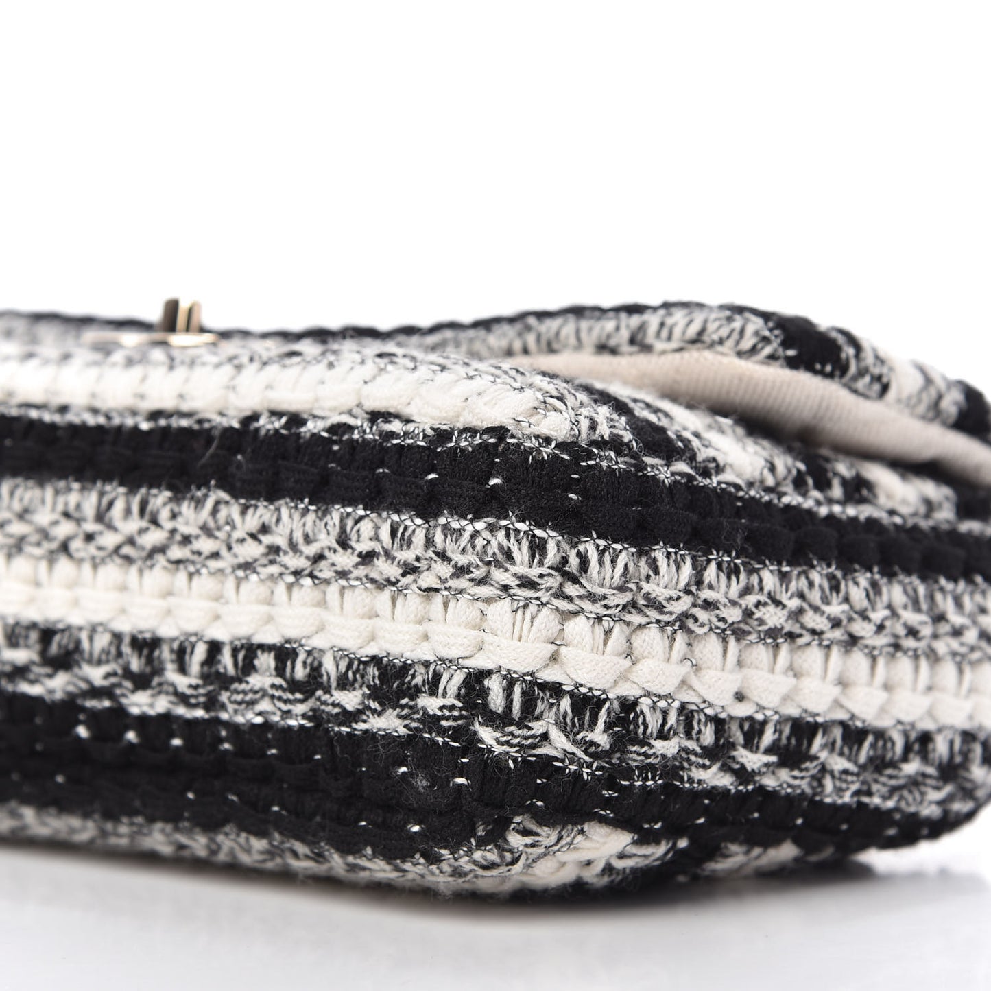 Tweed Braid Medium Single Flap Black White