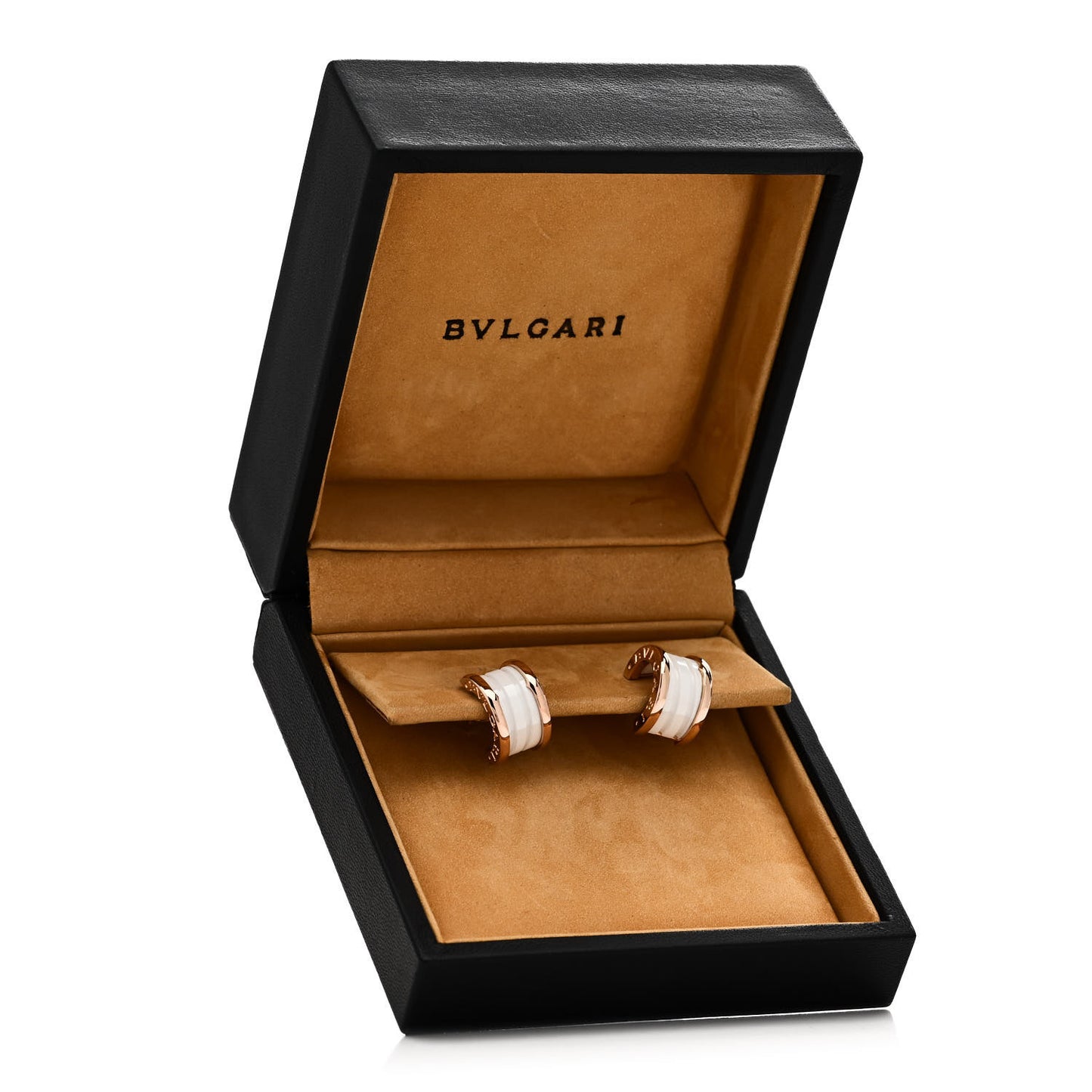 18K Rose Gold White Ceramic B.Zero1 Hoop Earrings