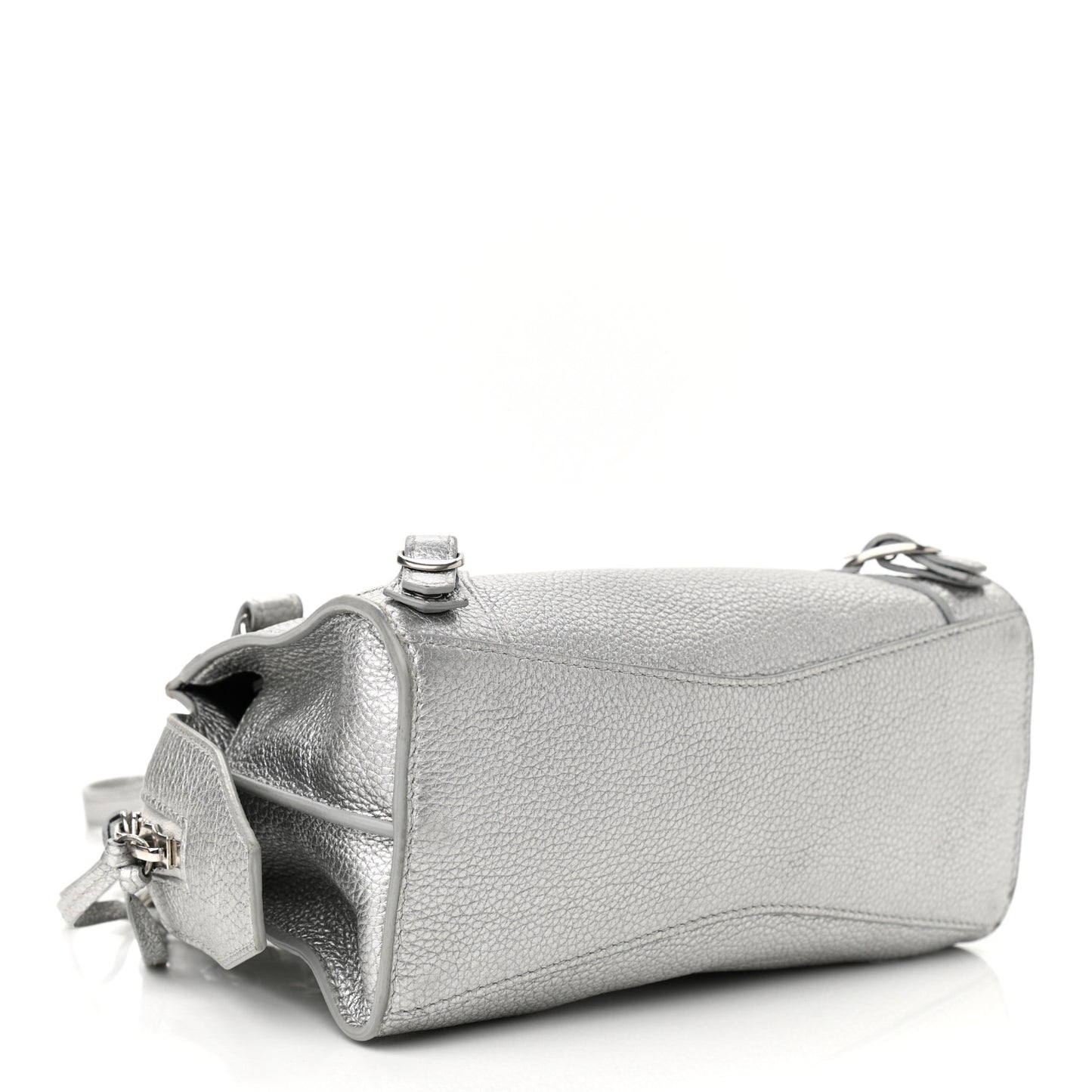 Metallic Grained Calfskin Neo Classic Silver Hardware Mini City Silver