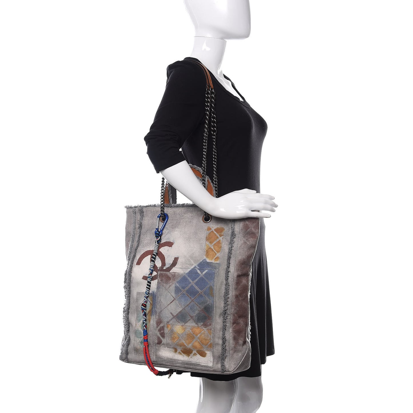 Canvas Large Graffiti Tote Grey