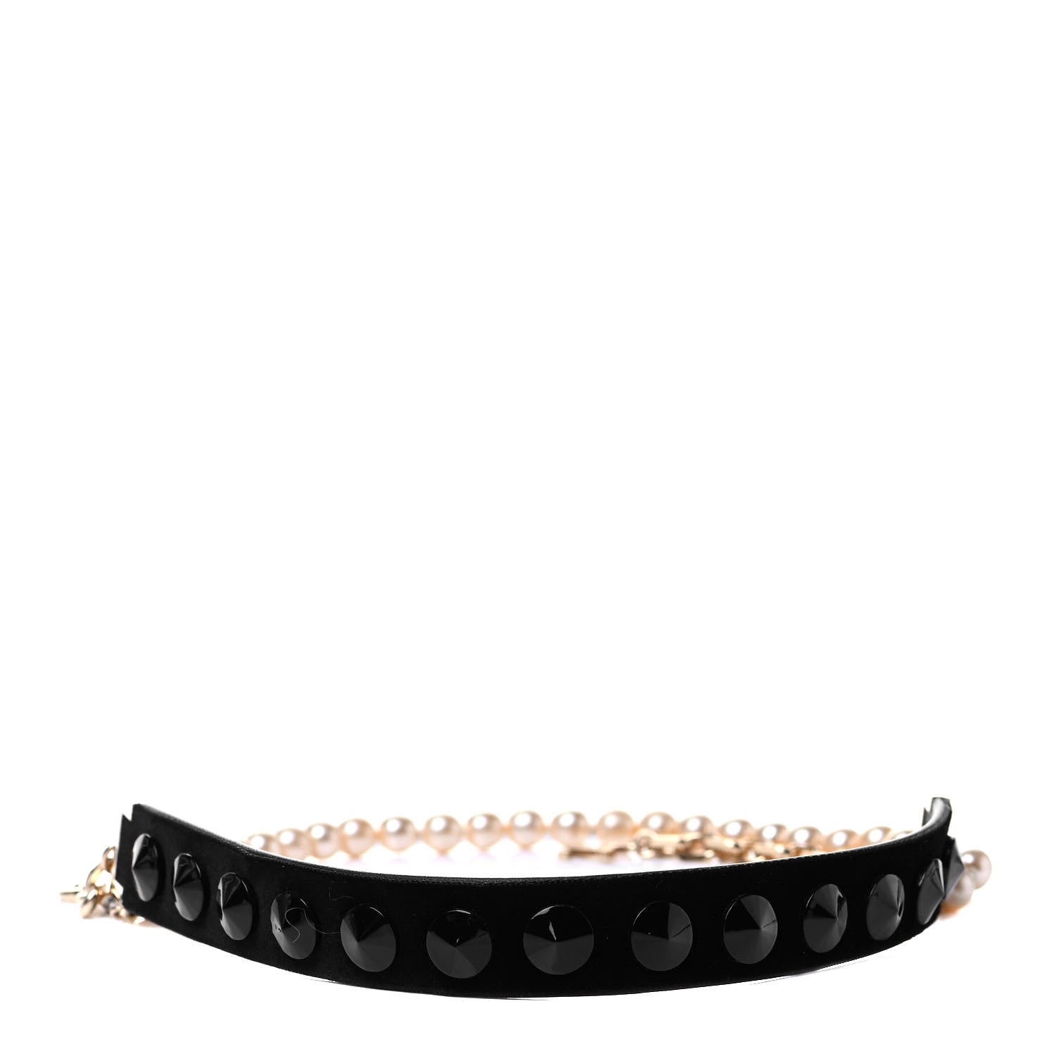 Louis Vuitton Velvet Pearl Spike Collier Ruban Choker Necklace 1 of 3