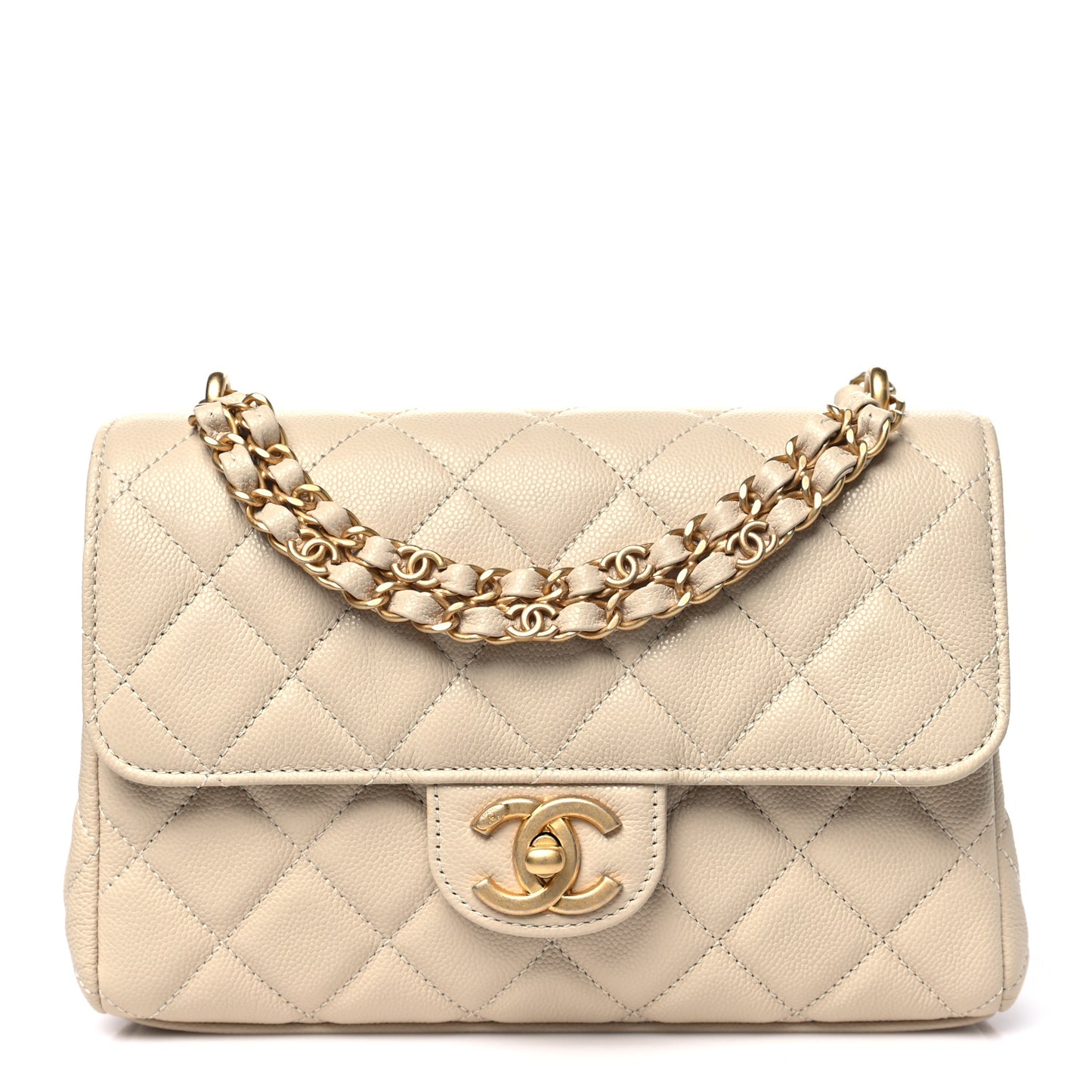 Caviar Quilted Small Coco First Flap Beige