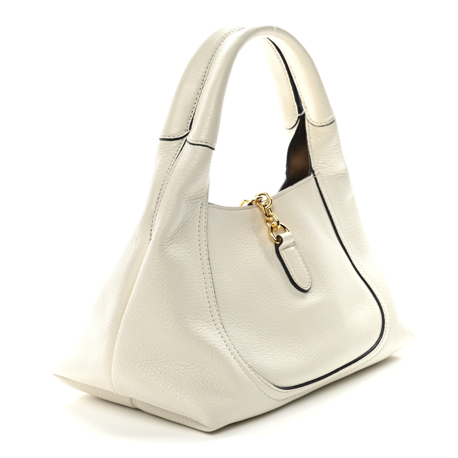 Gucci Grained Calfskin Softbit Medium Shoulder Bag White 3 of 9
