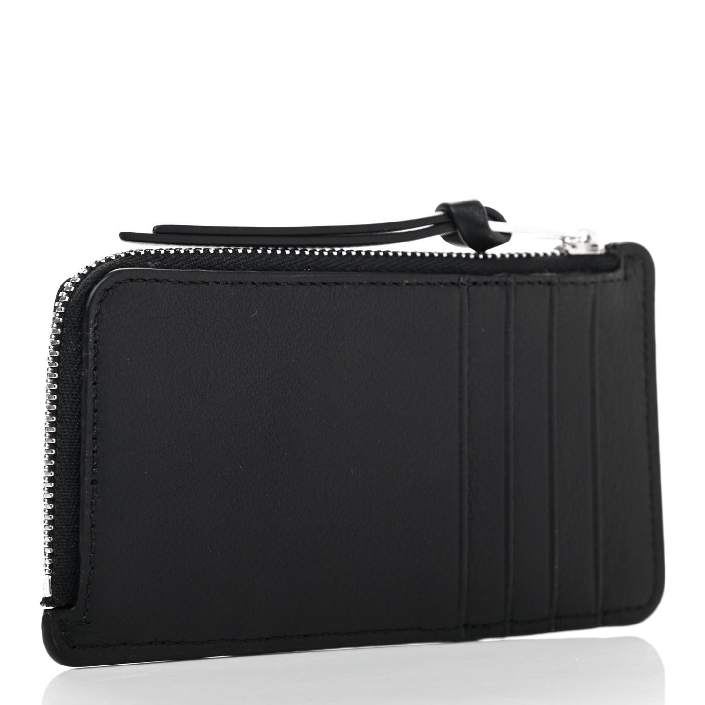 Calfskin Words Coin Card Holder Black