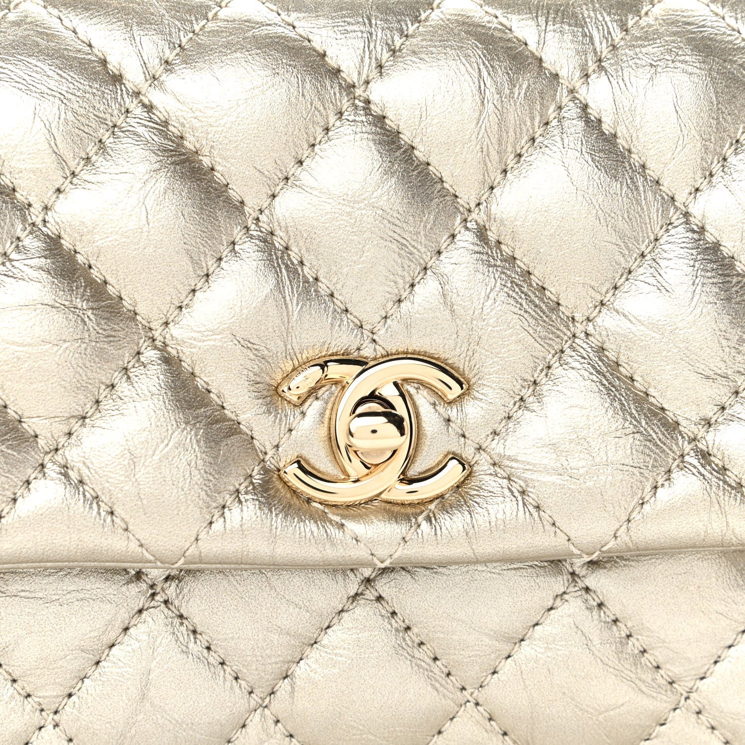 Chanel Metallic Aged Calfskin Quilted Mini Coco Handle Flap Gold 8 of 11