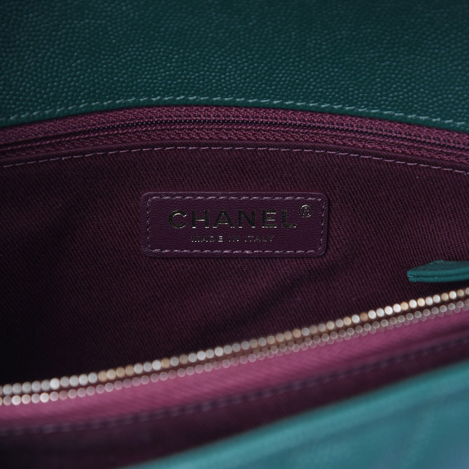 Chanel Caviar Chevron Quilted Small Coco Handle Flap Dark Green 7 of 10