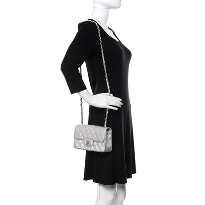 Chanel Metallic Lambskin Quilted Mini Rectangular Flap Silver 2 of 11