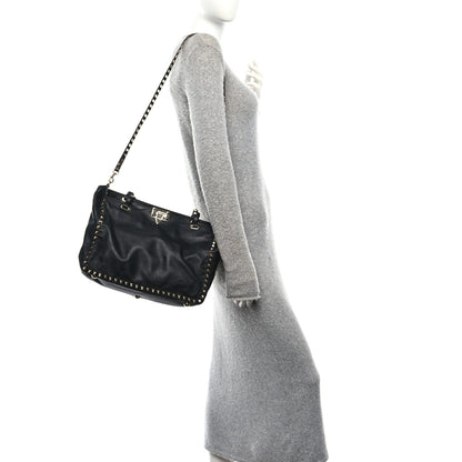 Valentino Garavani Vitello Medium Rockstud Tote Tote Black 2 of 9