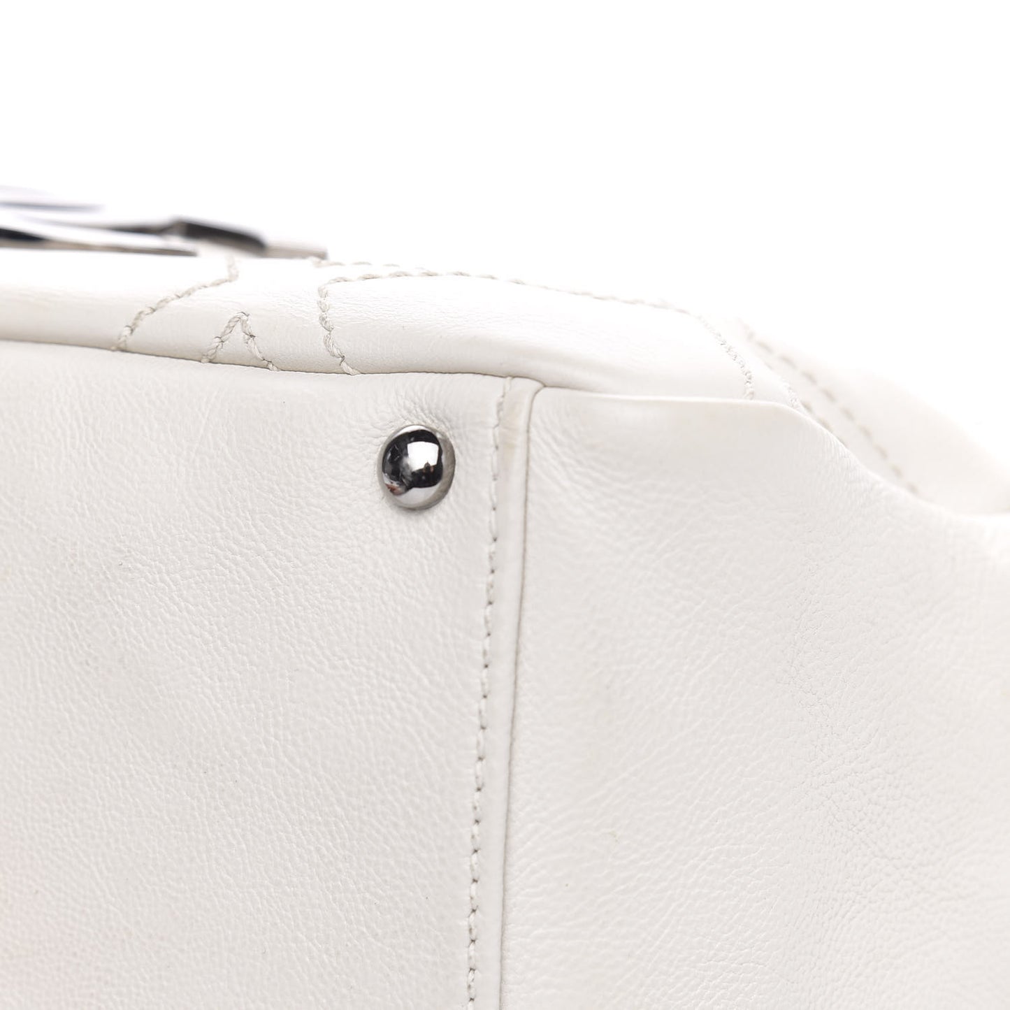 Calfskin Small Diamond Stitch Tote White