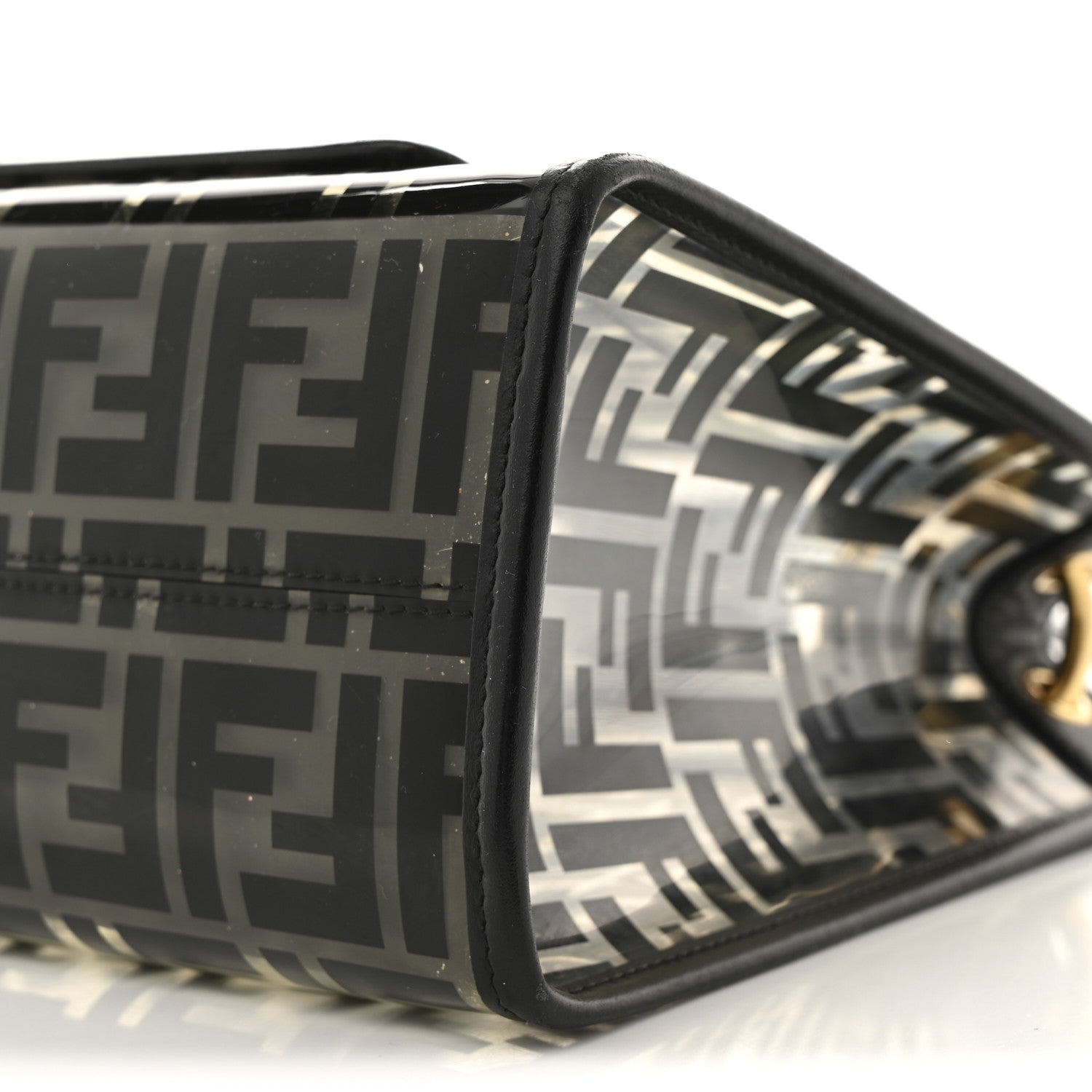 Fendi TPU FF Vitello Century Plexiglass Small Runaway Shopper Tote Black 10 of 11