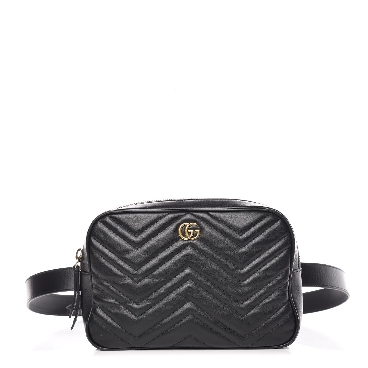 Gucci Calfskin Matelasse Mens GG Marmont Belt Bag 90 36 Black 1 of 12