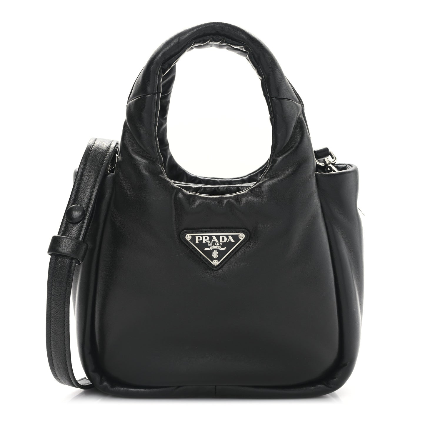 Nappa Soft Padded Small Double Handled Shoulder Bag Black