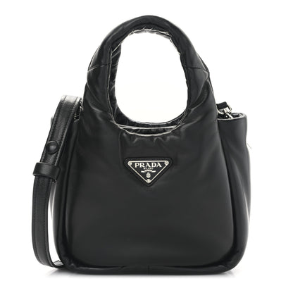 Prada Nappa Soft Padded Small Double Handled Shoulder Bag Black 1 of 8