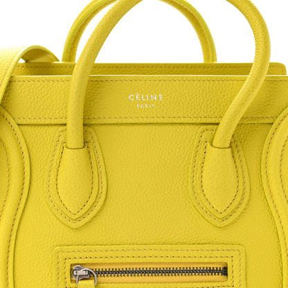 Celine Drummed Calfskin Nano Luggage Mimosa 7 of 10