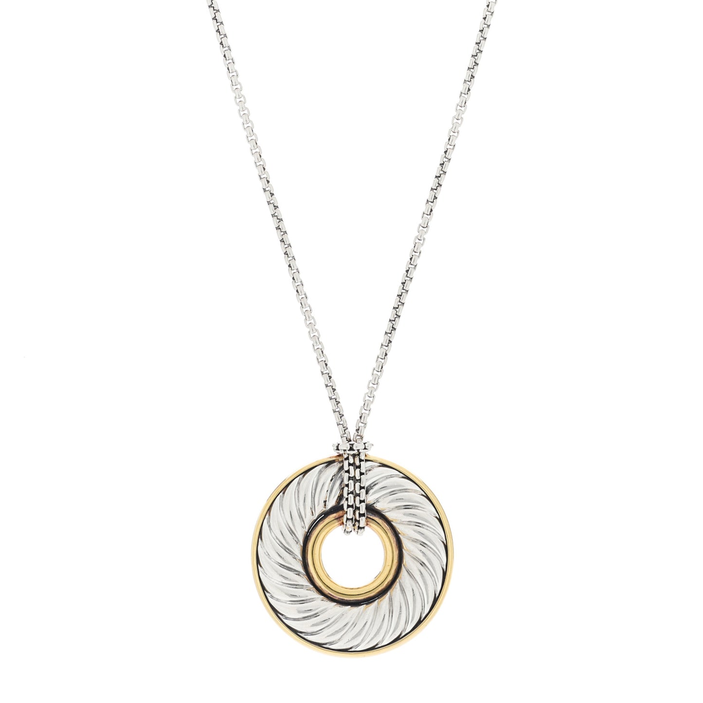Sterling Silver 18K Yellow Gold Cable Disc Necklace