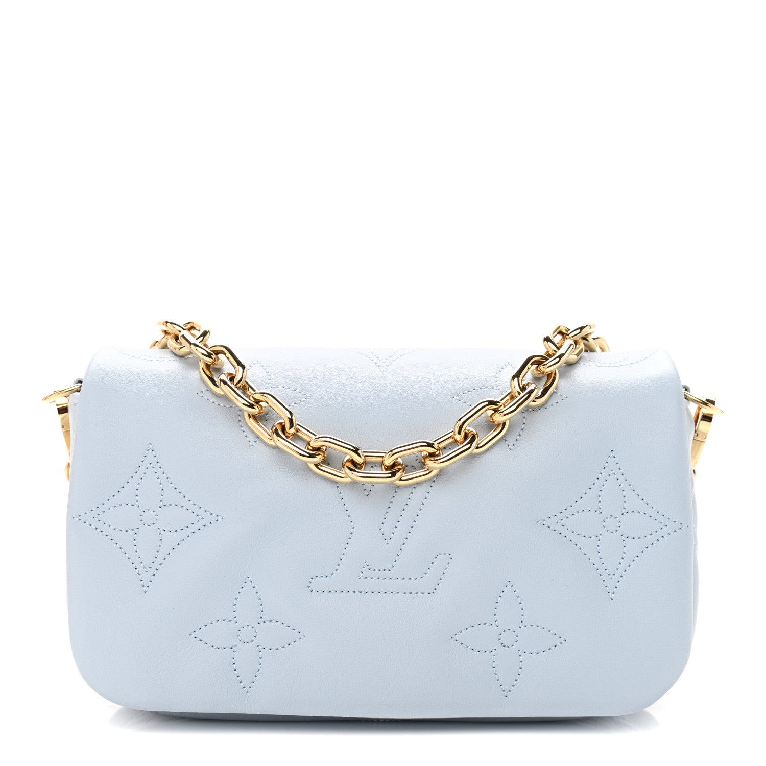 Louis Vuitton Calfskin Bubblegram Wallet On Strap Ice Blue 1 of 10