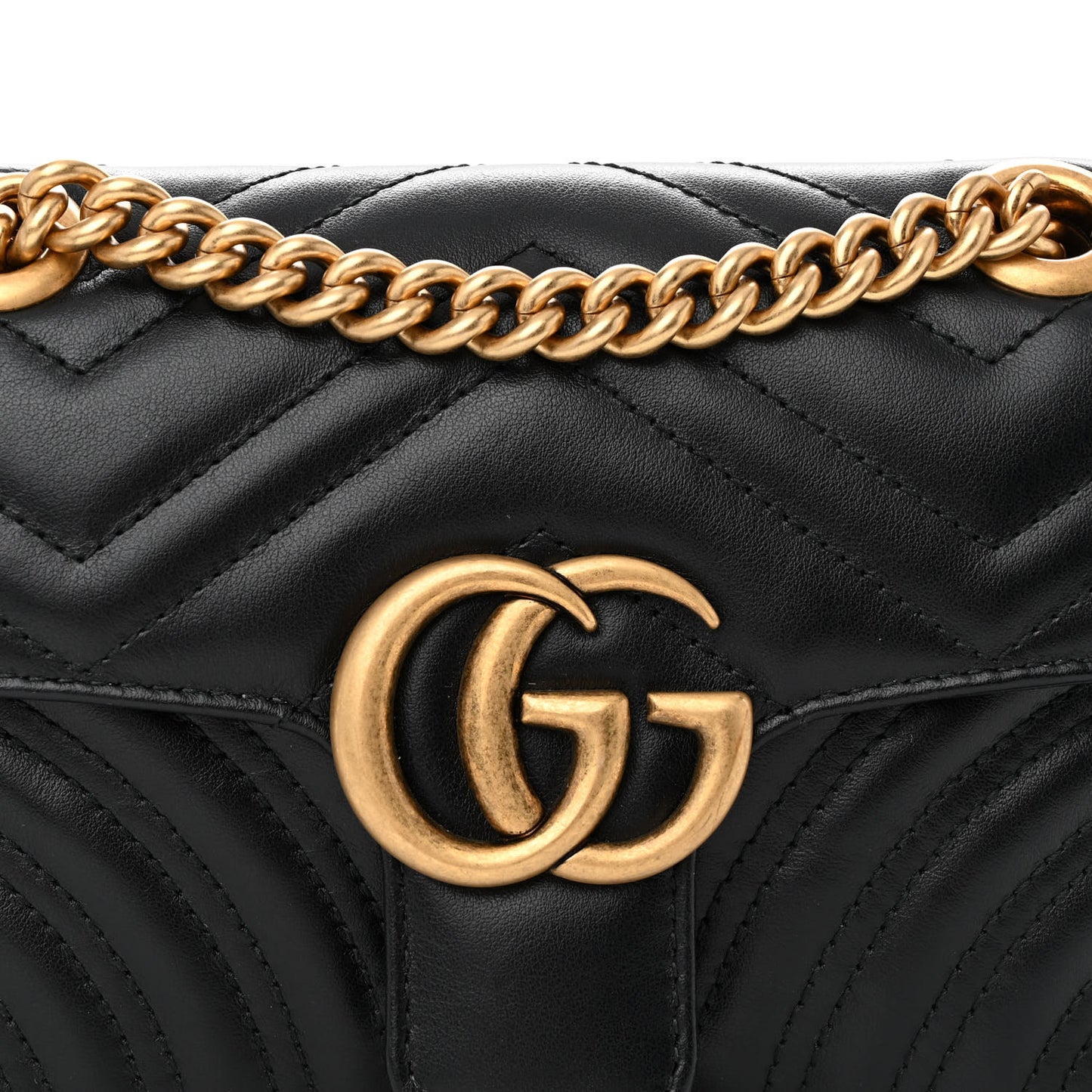 Calfskin Matelasse Mini GG Marmont Shoulder Bag Black