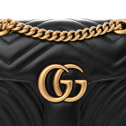 Gucci Calfskin Matelasse Mini GG Marmont Shoulder Bag Black 9 of 12