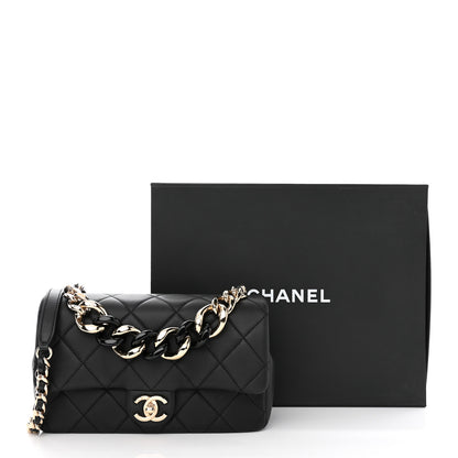 Chanel Lambskin Quilted Resin Bi-Color Chain Flap Bag Black 11 of 11