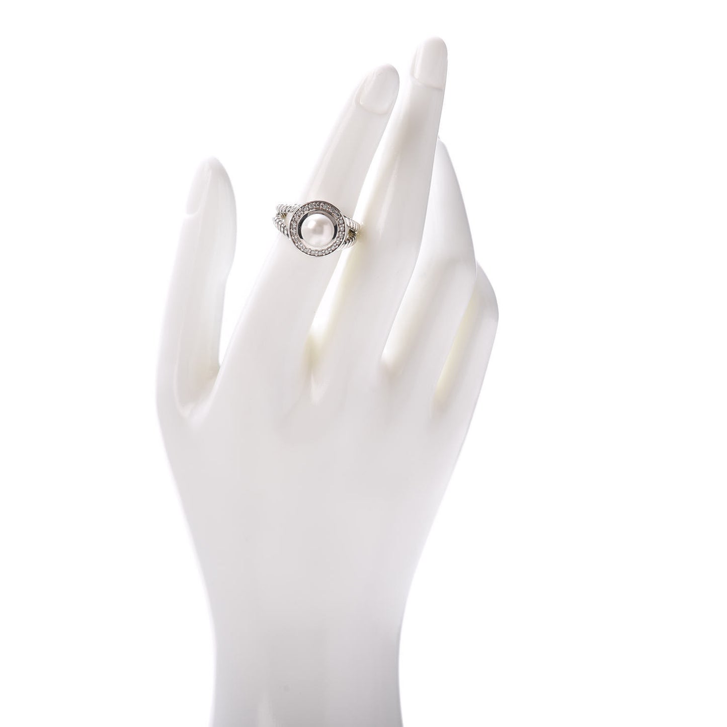 Sterling Silver Diamond Pearl 8mm Petite Cerise Ring 52 6