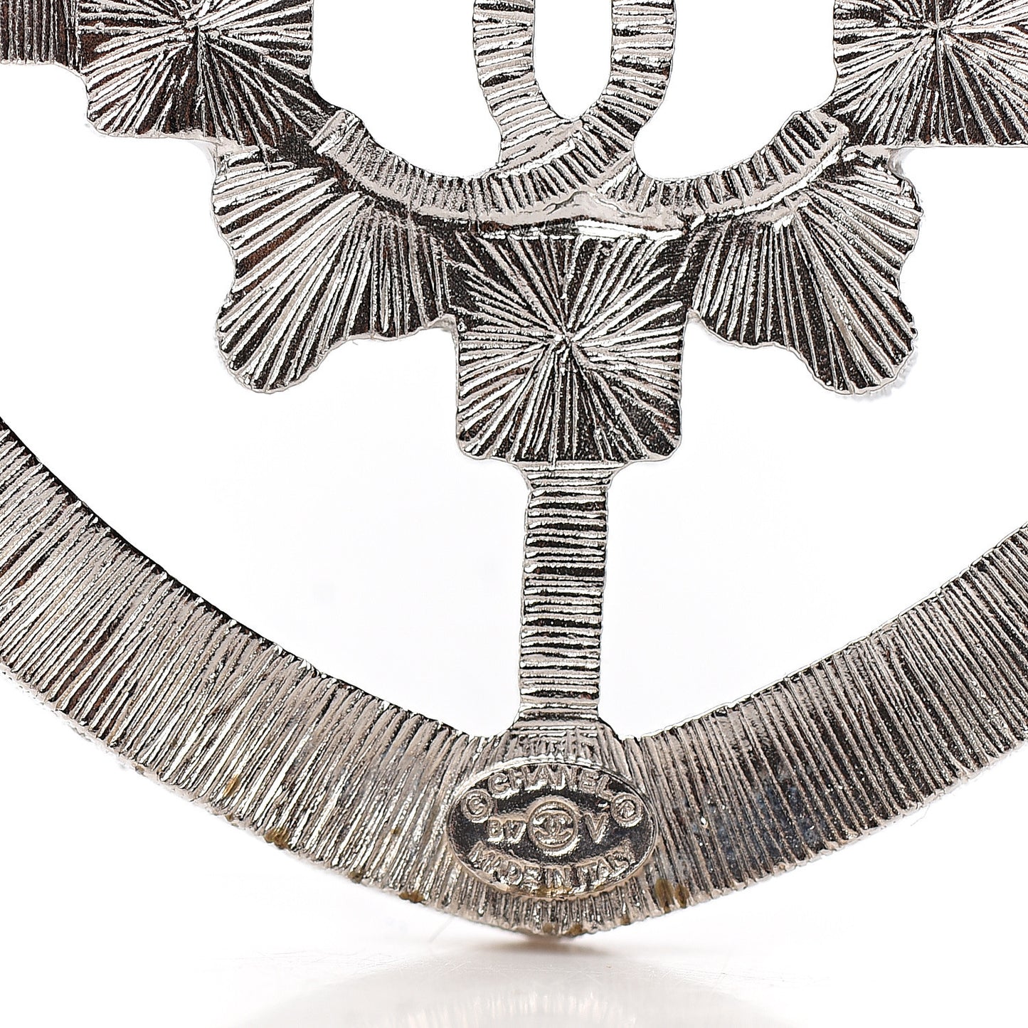 Swarovski Baguette Crystal CC Shield Brooch Silver